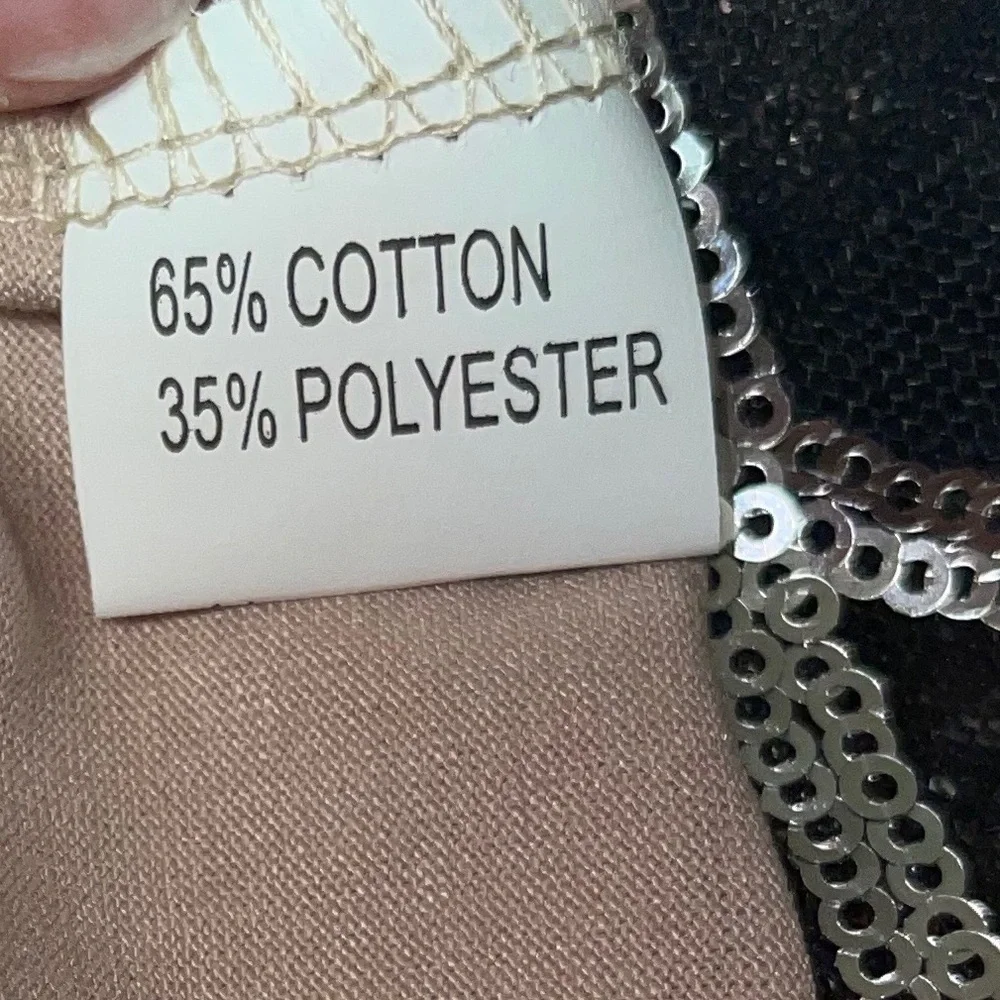 🍩 Mid-length Sequined Long Sleeved  Khaki Top - Picture 6 of 7